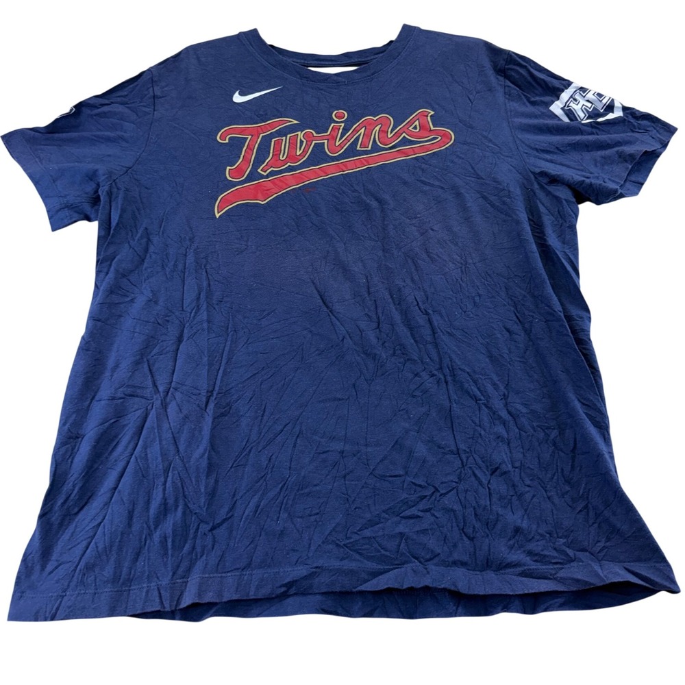 Nike T-Shirt Mens Large Blue Minnesota Twins MLB Baseball Graphic Short Sleeve